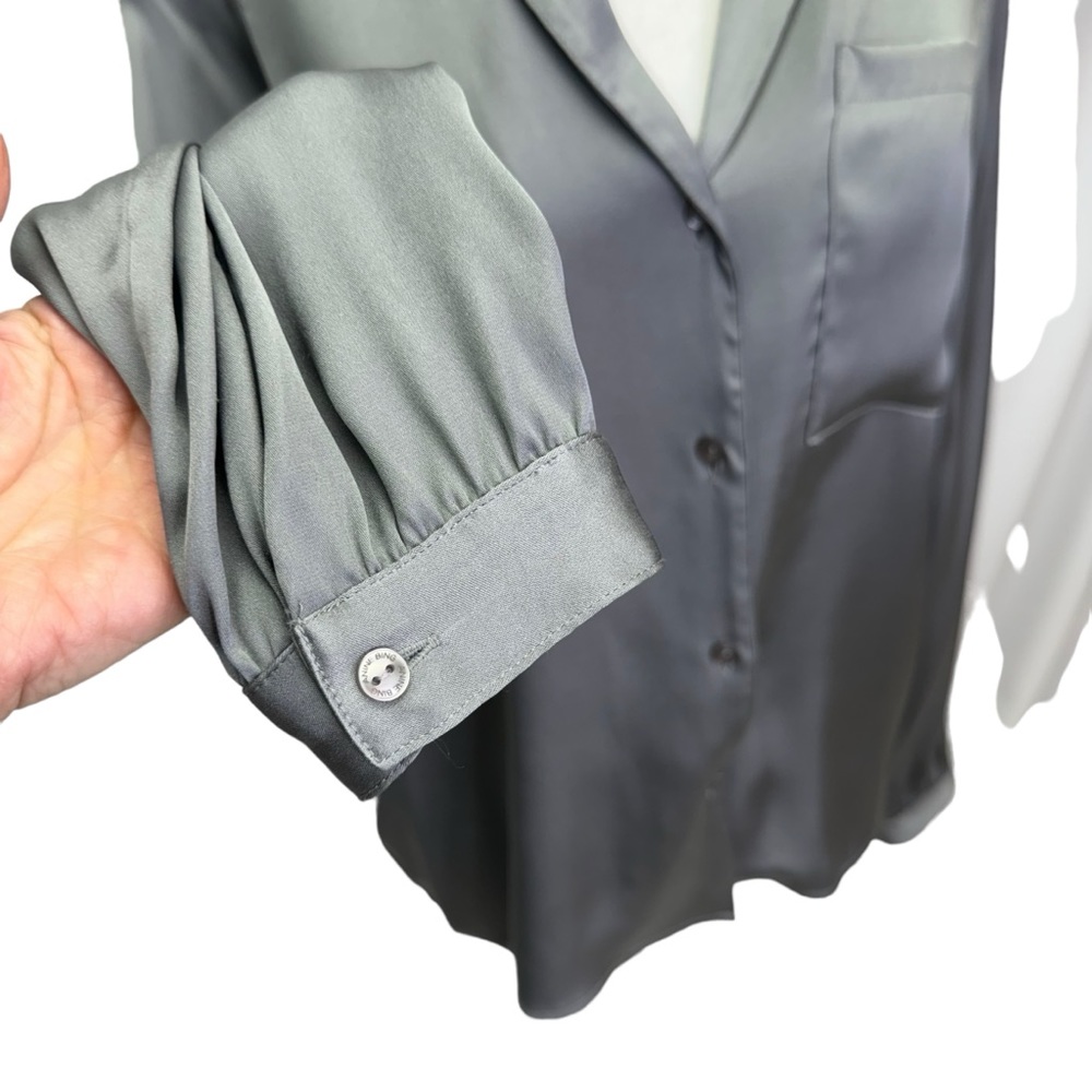 Anine Bing Grey Silk Long Sleeve Button Down Blouse Size S - Picture 9 of 15